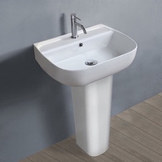 Bathroom Sink Rectangular White Ceramic Pedestal Sink CeraStyle 078500U-PED